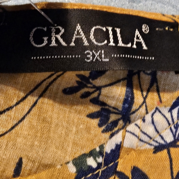 NWT Gracila Yellow Gold Print Button Back Tunic Top Or Short Dress Size 3X E44 - Picture 2 of 6